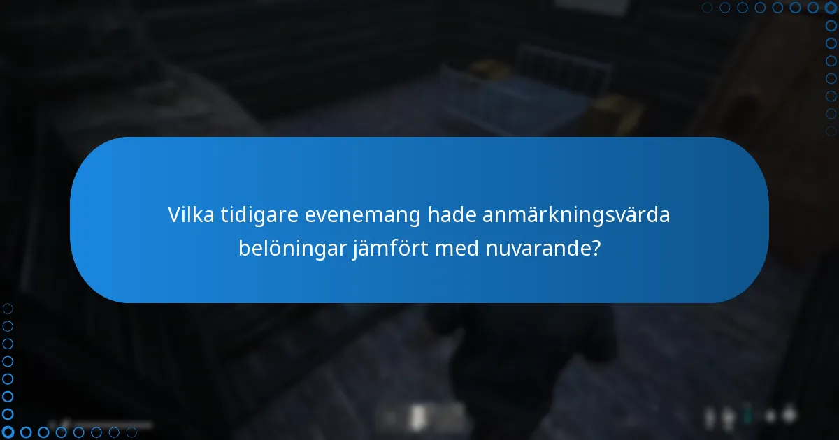 Vilka tidigare evenemang hade anmärkningsvärda belöningar jämfört med nuvarande?